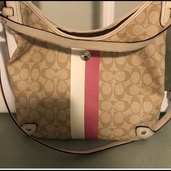 Coach Beige/Cream Signature Coated Canvas and Leather Hobo - Picture 2 of 8